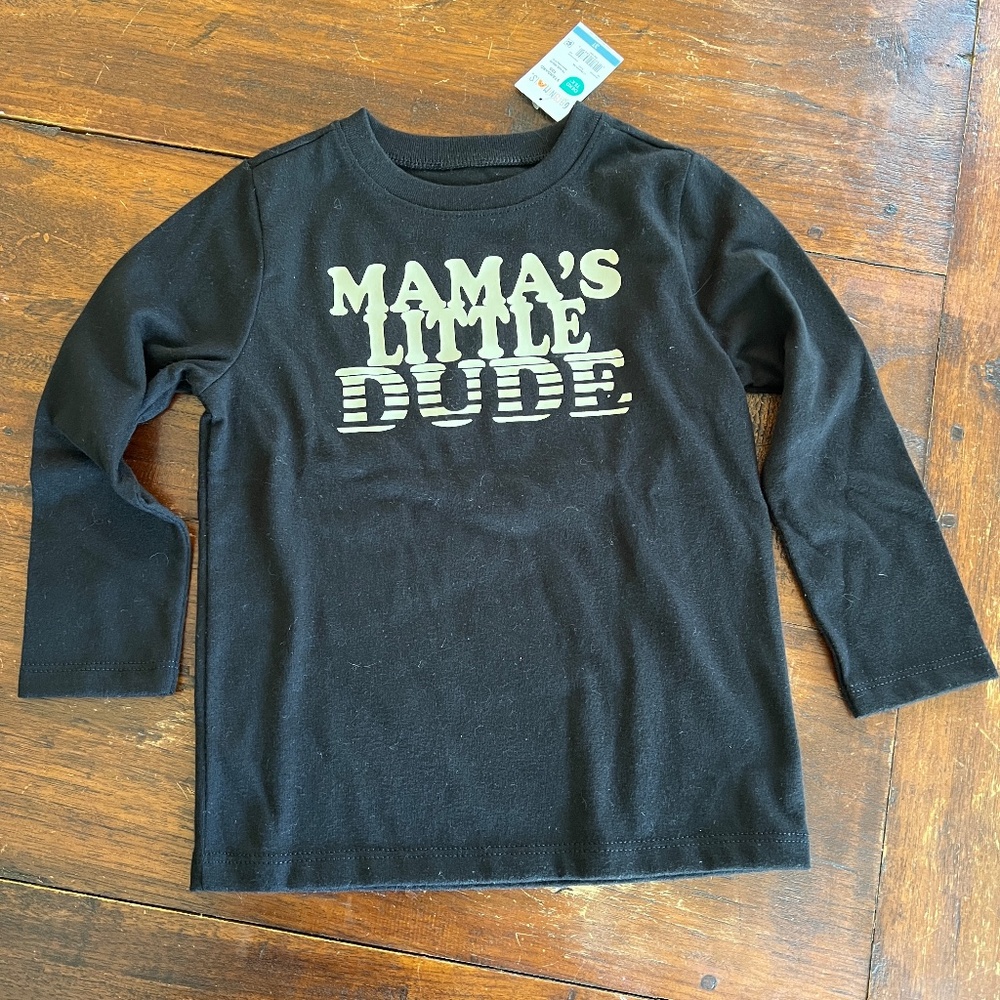 NWT Boy's Garanimals MAMA'S LITTLE DUDE Graphic Long Sleeve T-Shirt 3T